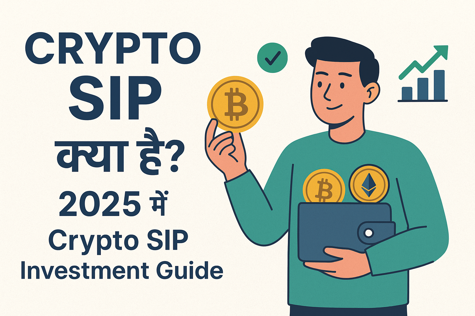 Crypto SIP क्या है 2025 – Bitcoin और Ethereum investment guide illustration